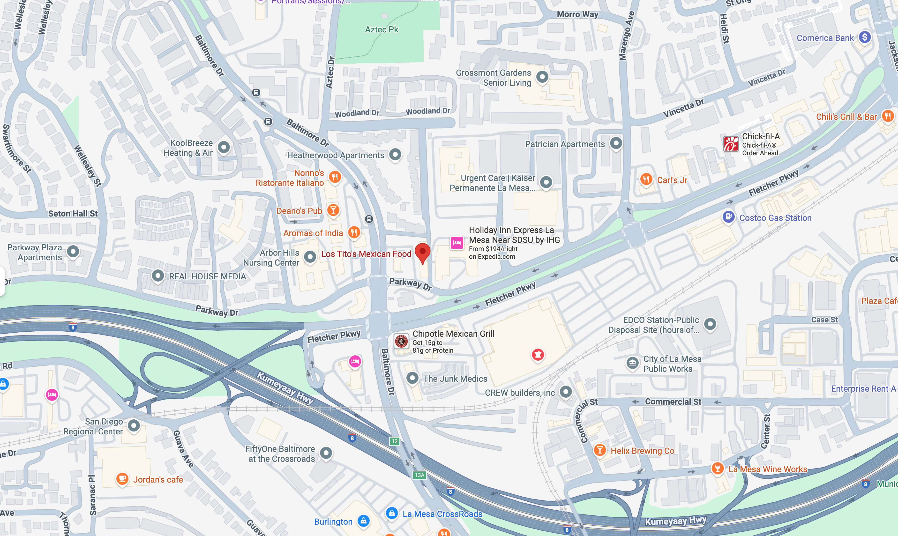 Map of La Mesa, California.