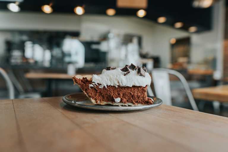 Slice of chocolate cream pie