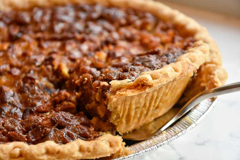 Slice of pecan pie